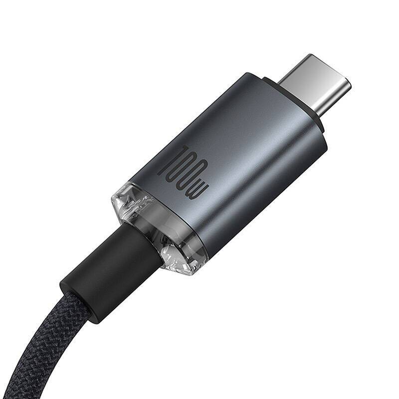 Schnellladekabel Baseus Crystal Shine USB-C zu USB-C 100W, 1,5m, 20Gb (schwarz)