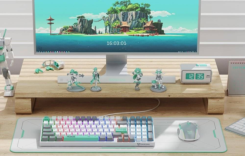 ONIKUMA G38 98 Tasten USB Wired Mechanical Keyboard Weiß