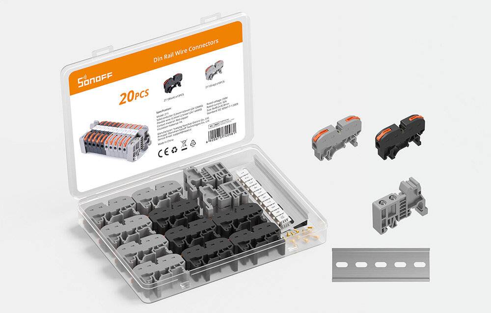 DIN-Schienen Kabelverbinder Sonoff Set (20 Stück)