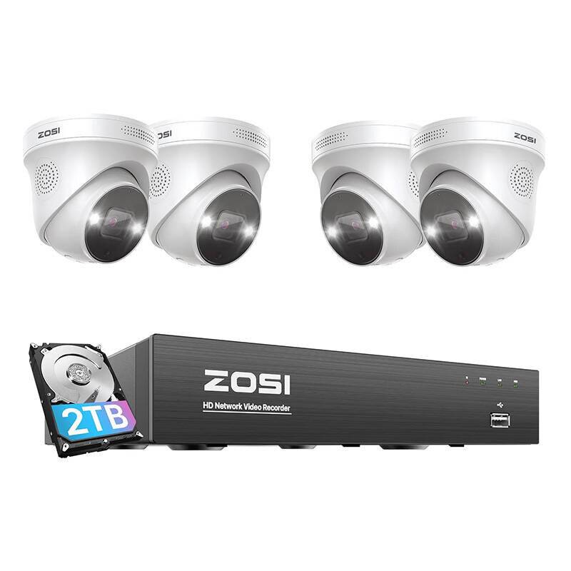 IP Kamera ZOSI C225 4 Stück WiFi 5MP + NVR 8ch + 2TB HDD