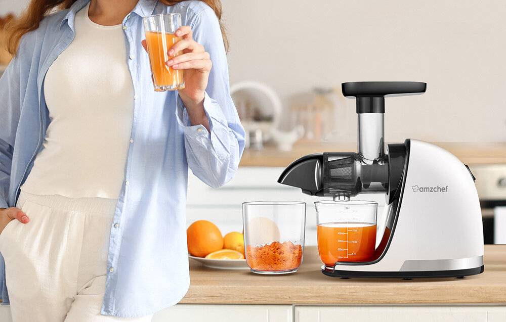 Langsam-Entsafter AMZCHEF 1501-WT (Weiß)