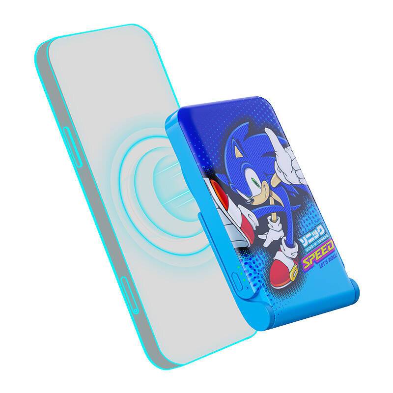 Magnetische Powerbank OTL 5000 mAh, USB-C 15W, Sonic The Hedgehoh mit Ständer (blau)