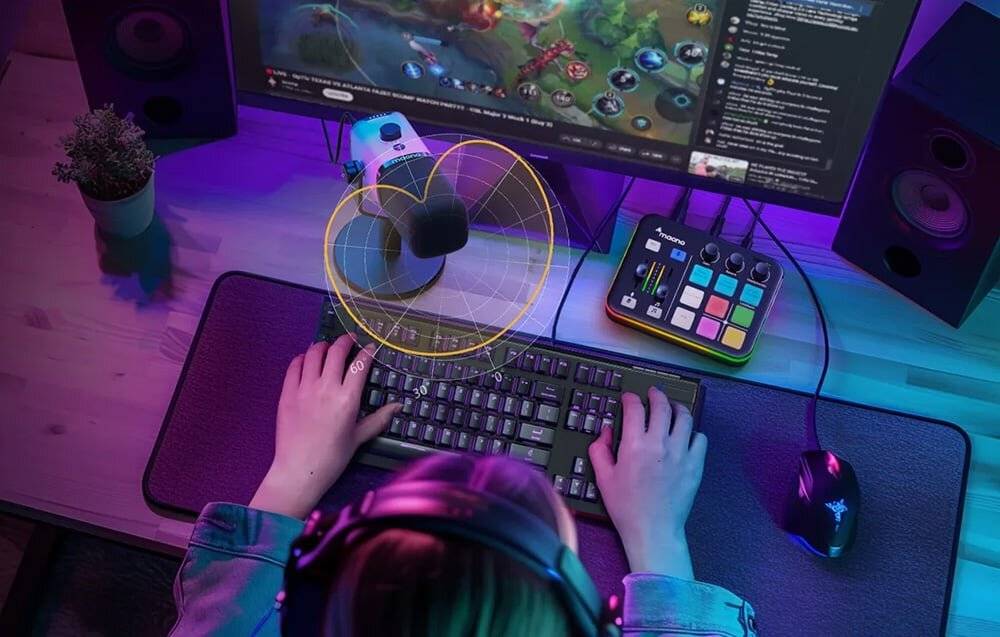 Maono PD100X RGB-Mikrofon Schwarz