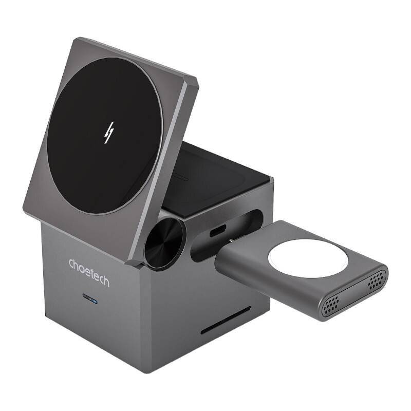 Choetech T632-F 3-in-1 Induktions-Ladestation, 15W, für iPhone, iWatch, AirPods, Schwarz