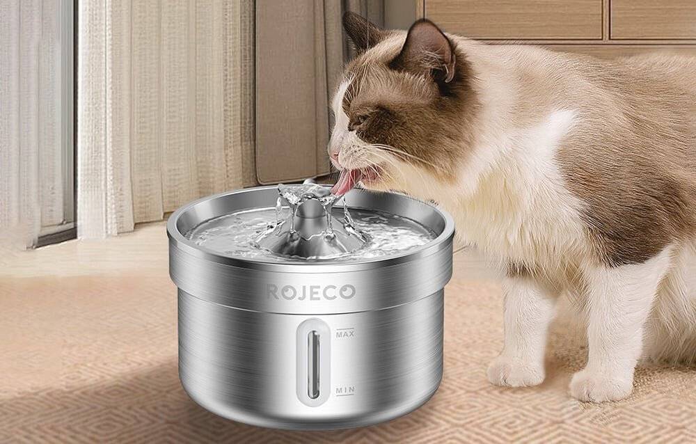 Edelstahl-Trinkbrunnen für Hunde und Katzen, 2 l, Rojeco