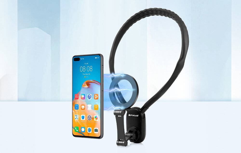 Magnetische Halsbandhalterung POV PULUZ für Action-Kameras / Handys (Schwarz)