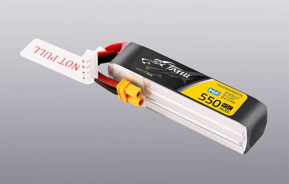 Tattu 3s 550mAh 95C 11.4V HV Lipo Akku mit XT30 Stecker Long-Pack Anschluss