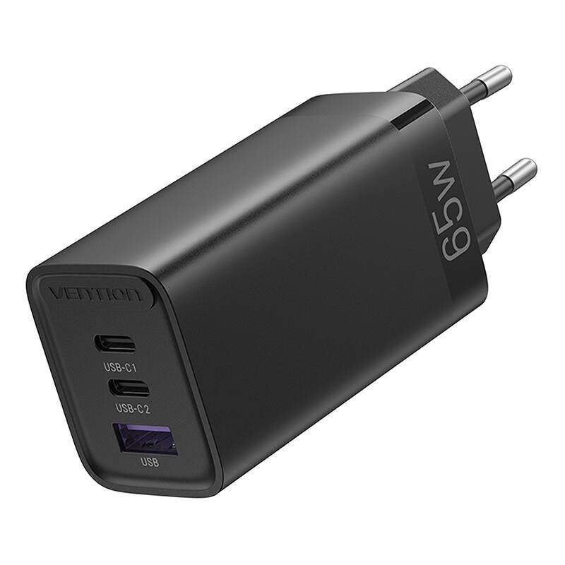 Vention FEDB0-EU 2xUSB-C 1xUSB-A 65W/30W/30W GaN-Netzwerk-Ladegerät (schwarz)
