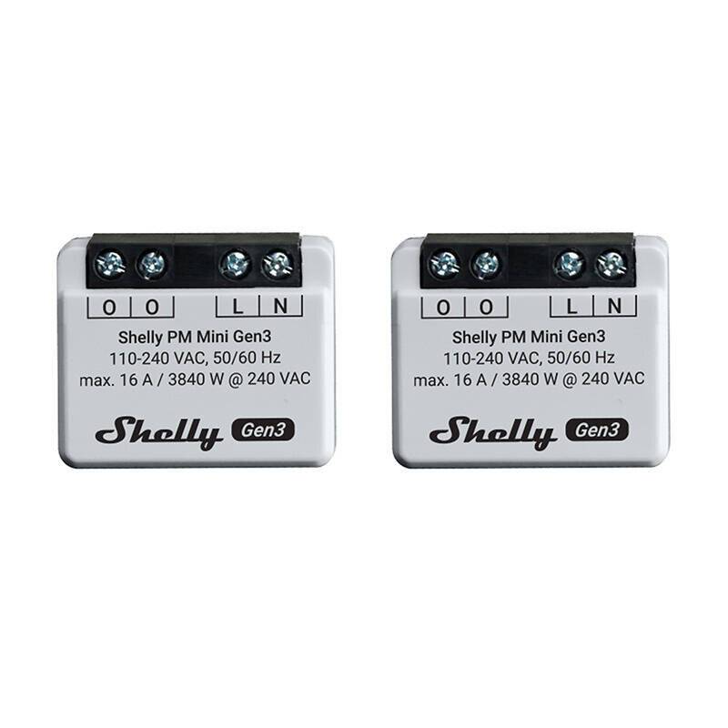 Shelly PM Mini Gen3 Satz mit 2 Steuergeräten, WiFi/Bluetooth