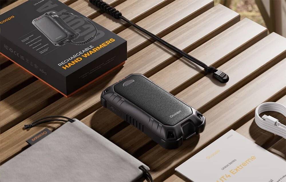 Ocoopa UT4 Extreme 2x5000 mAh Handwärmer mit Powerbank-Funktion, USB-C, schwarz