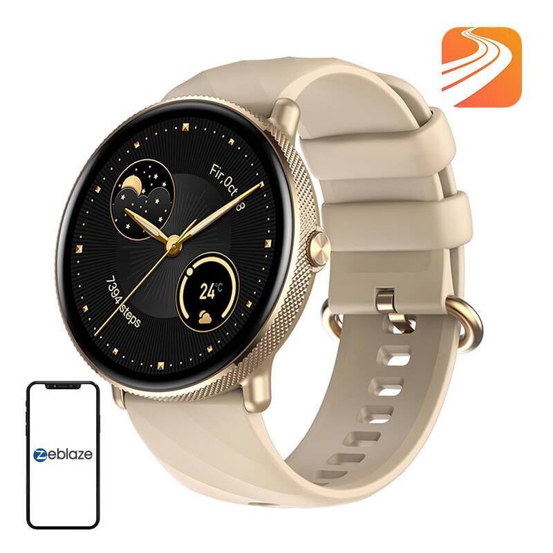 Zeblaze GTR 3 Pro Smartwatch, AMOLED, IP68, Edelstahlgehäuse, Gold