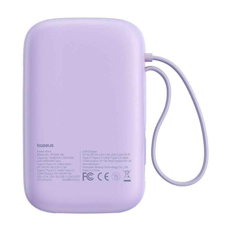 Baseus QPow 2 10000mAh 30W 2xUSB-C Powerbank (lila)