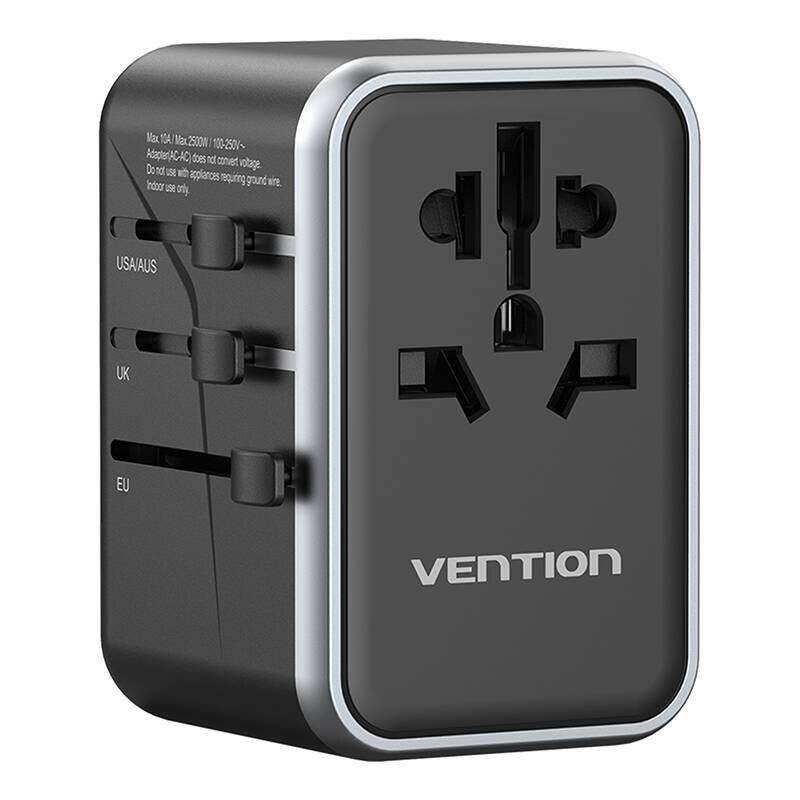 Vention FJFB0 GaN 2xUSB-C 2xUSB-A Universal Reiseadapter 65W (schwarz)