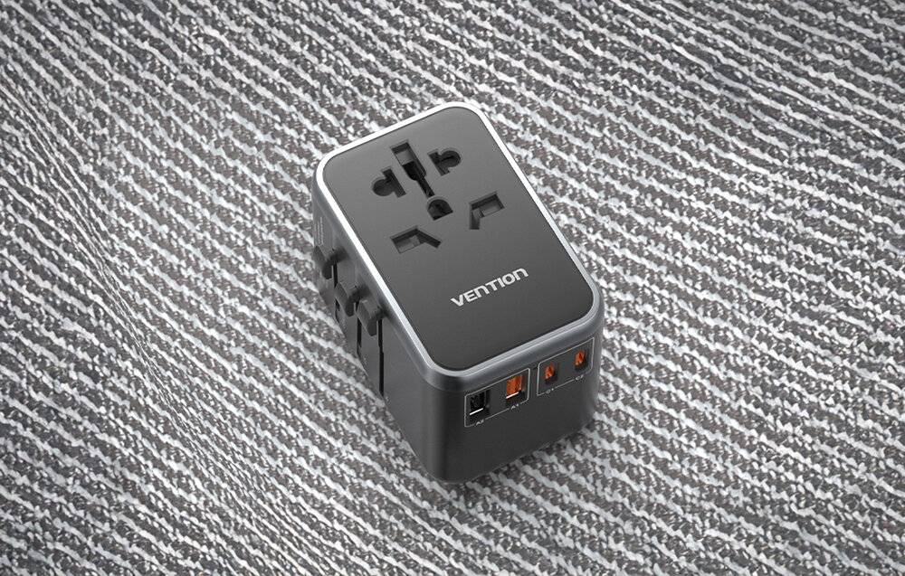 Vention FJFB0 GaN 2xUSB-C 2xUSB-A Universal Reiseadapter 65W (schwarz)