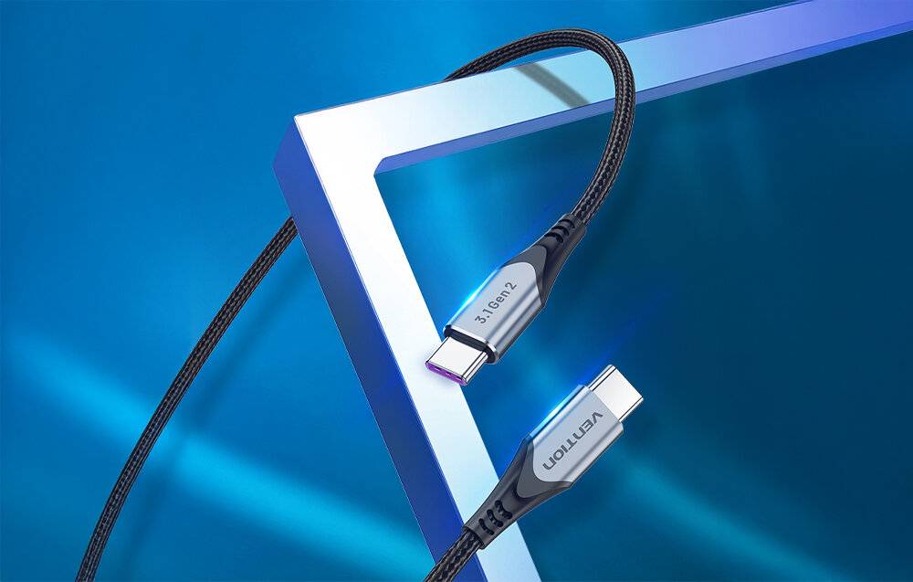 USB-C auf USB-C 100W Vention TAHHD 5A 0.5m USB 3.1 Gen2 4K Kabel (grau)