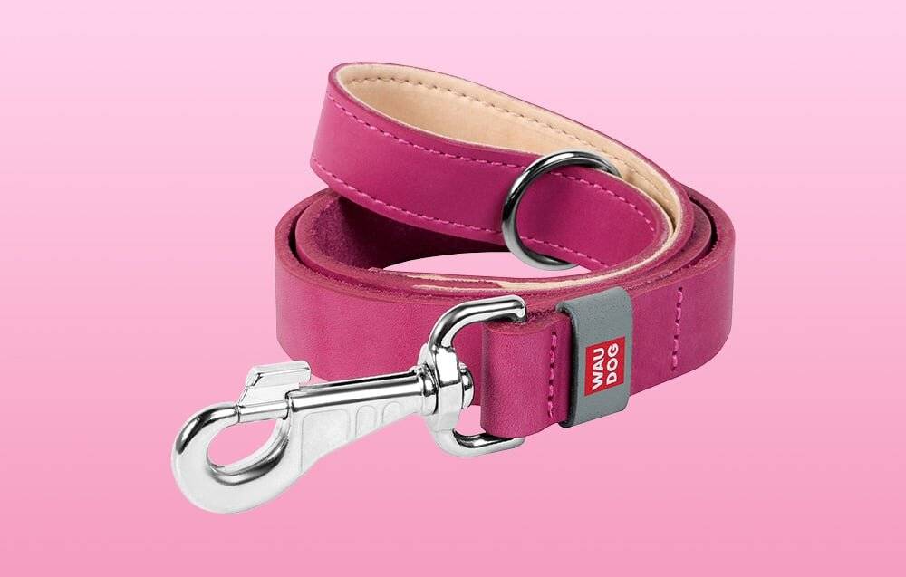 WAUDOG Naturleder Hundeleine 20 mm breit, 122 cm lang rosa