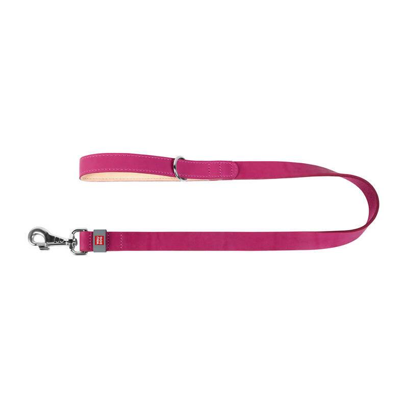 WAUDOG Naturleder Hundeleine 20 mm breit, 122 cm lang rosa