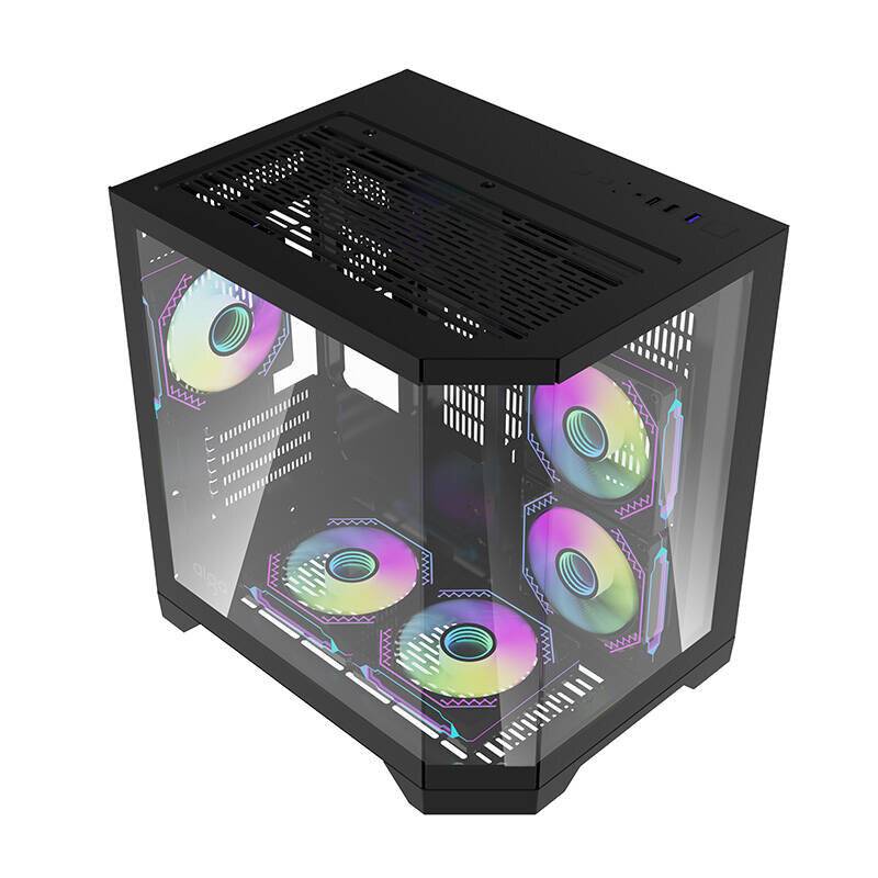 Darflash FT350 Computergehäuse + 5 aRGB-Lüfter (schwarz)