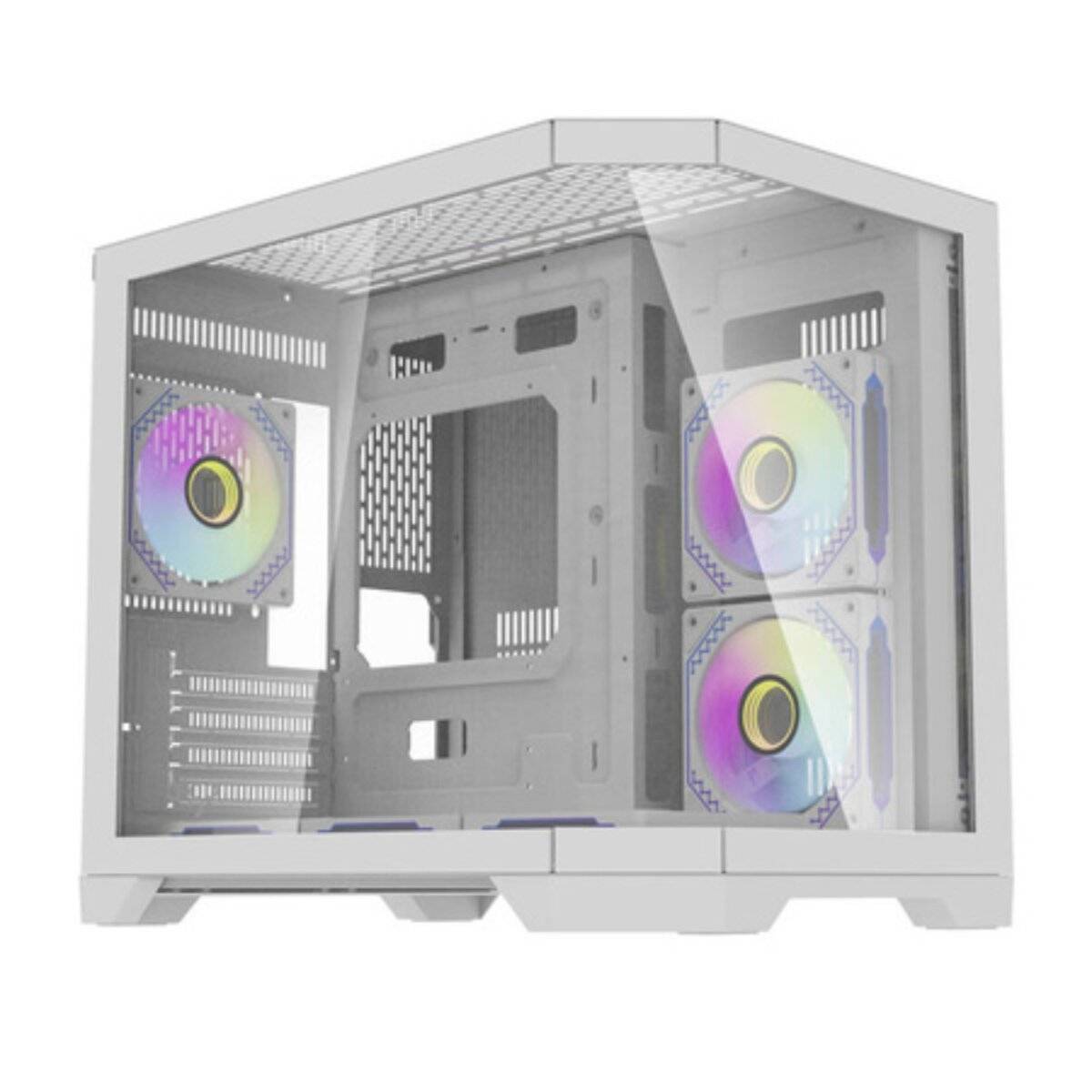 Darflash FT418 Computergehäuse + 6 aRGB-Lüfter (weiß)