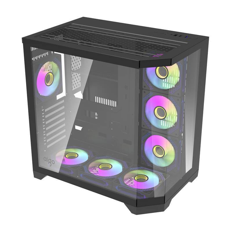 Darflash FT418 PRO Computergehäuse + 7 aRGB-Lüfter (schwarz)