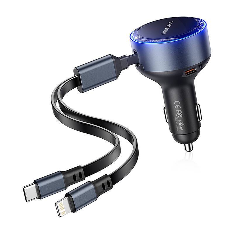 Vention FFOB0 USB-C Autoladegerät + USB-C/Lightning 30W Kabel