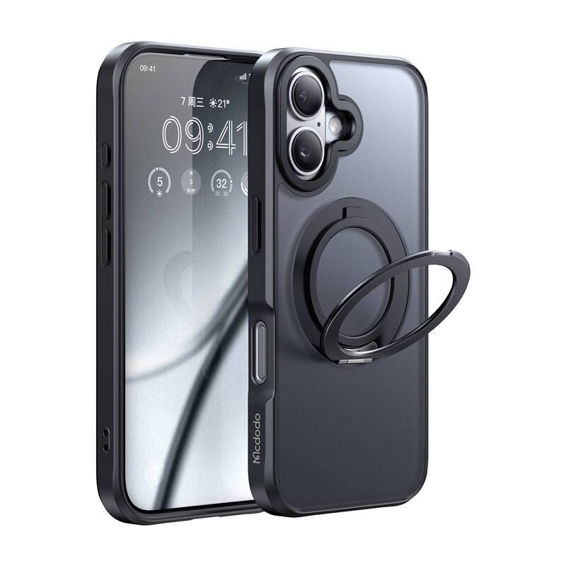 McDodo PC-4930 MagSafe Tasche für iPhone 16 mit Ständer (schwarz)