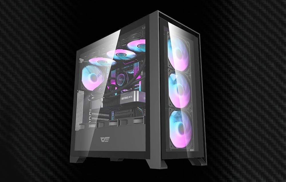 Darkflash DRX90 Glas-Computergehäuse (schwarz)