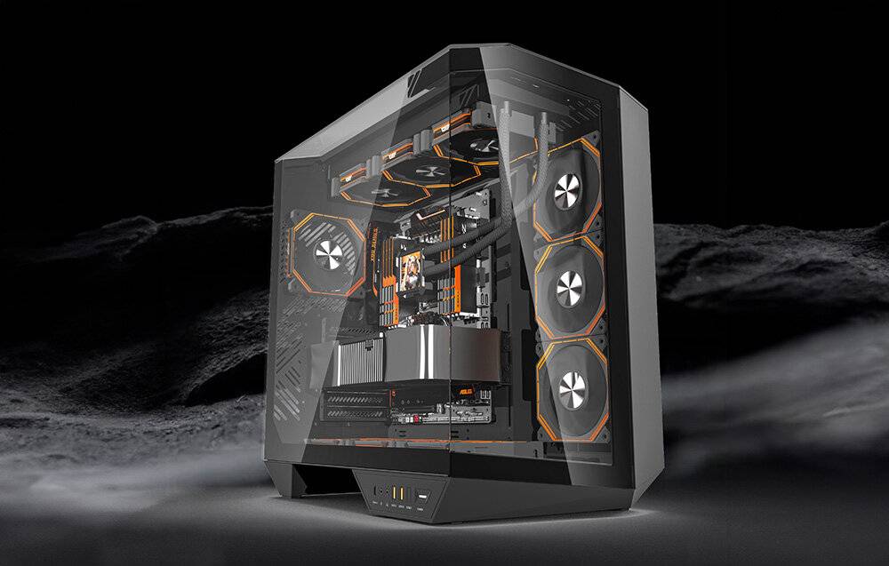 Darkflash DY470 Computergehäuse (schwarz) + 4 Lüfter