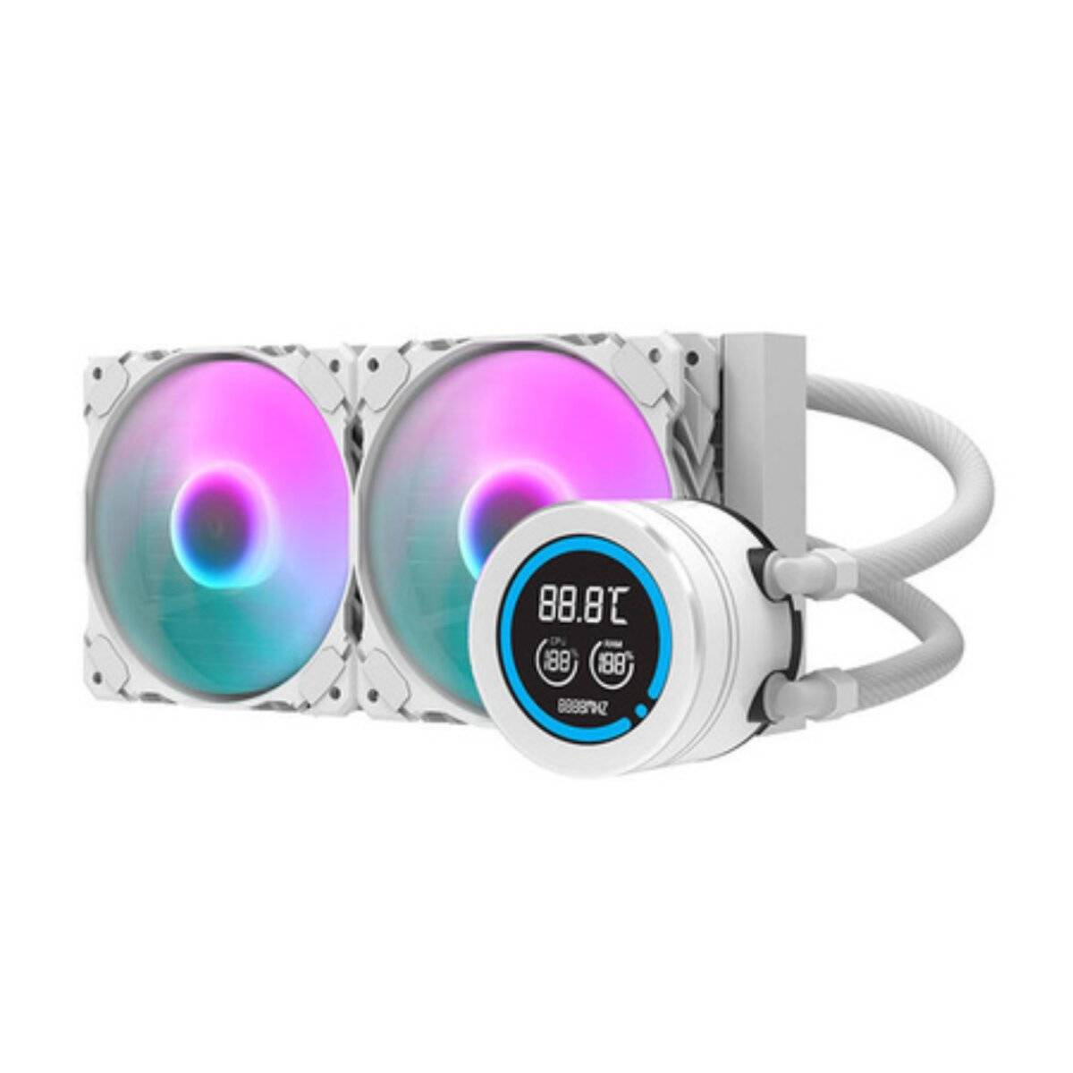 Darkflash DN-D240 Wasserkühler mit LCD und 2x ARGB Lüfter, 240?mm Weiß