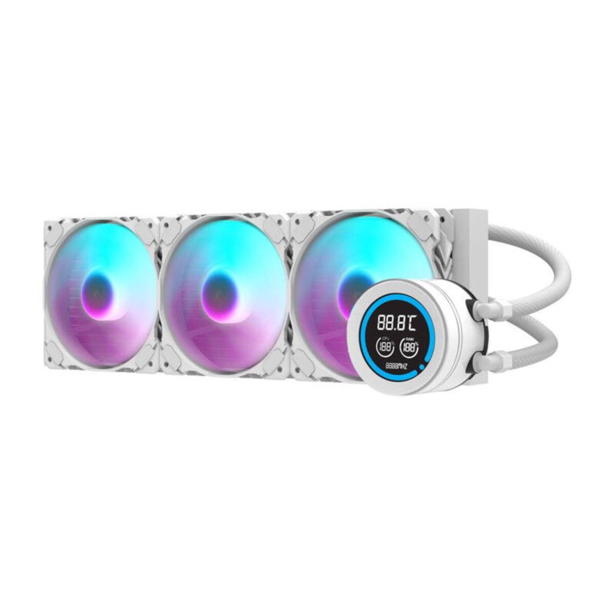 Darkflash DN-D360 WHITE 360?mm ARGB Wasserkühler mit LCD-Display & 3 Lüftern
