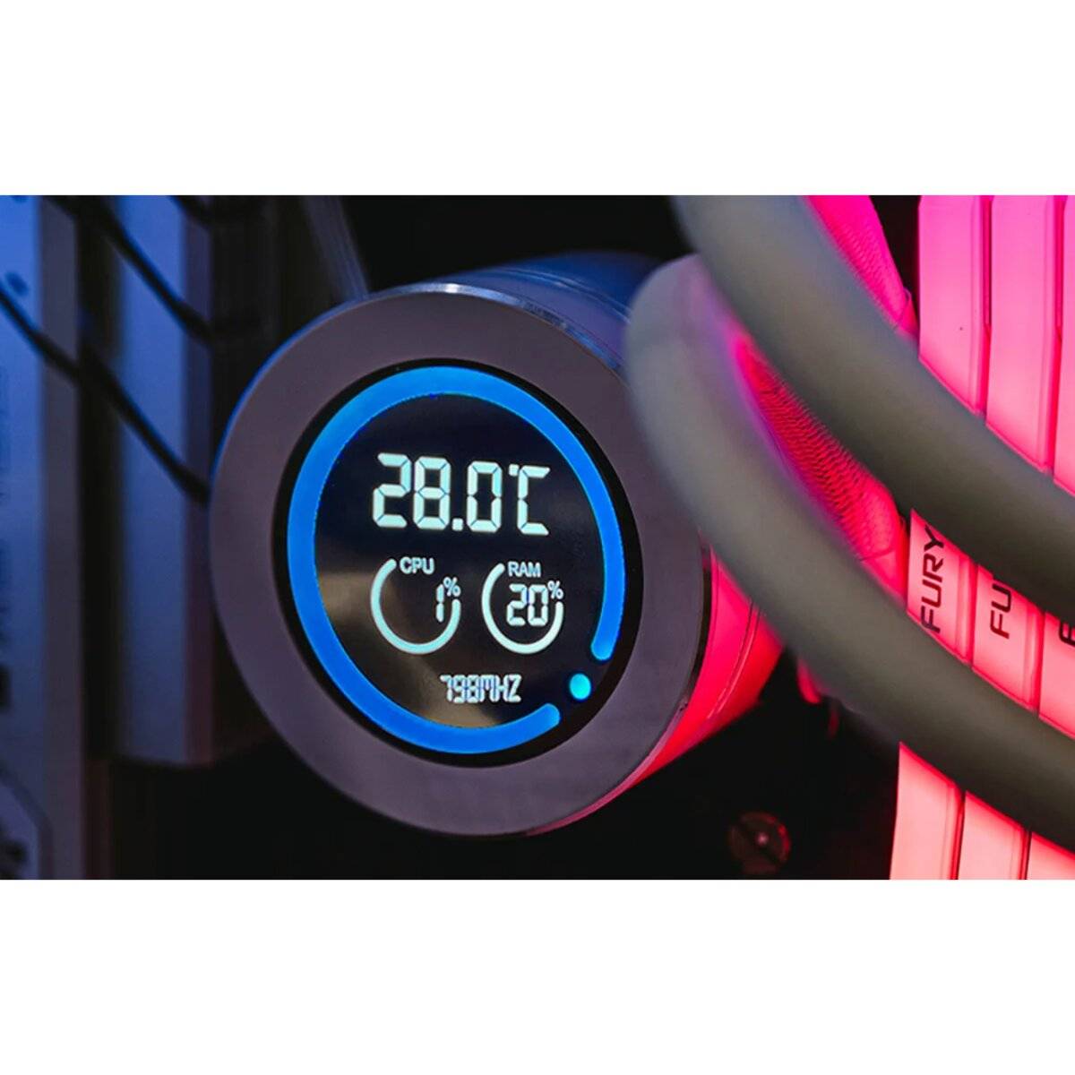 Darkflash DN-D360 WHITE 360?mm ARGB Wasserkühler mit LCD-Display & 3 Lüftern