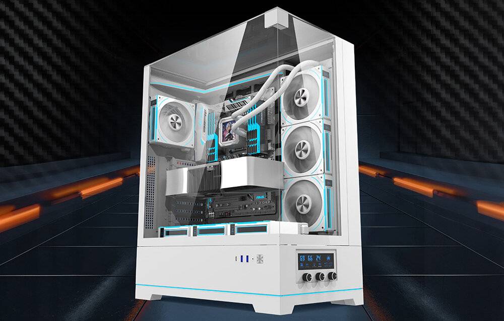 Darkflash DY450L PRO Computergehäuse (weiß) + 1 Lüfter