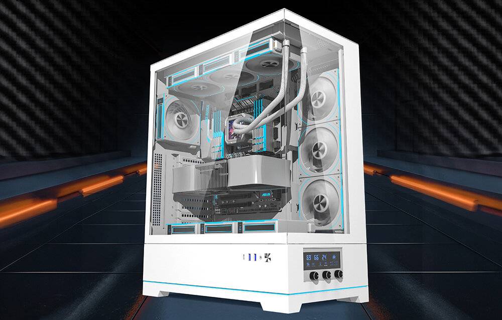 Darkflash DY451L PRO Computergehäuse (weiß) + 1 Lüfter