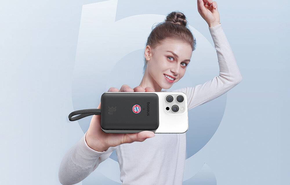 Baseus Mini 10000mAh 30W Magnetische Powerbank (schwarz) Bayern Edition