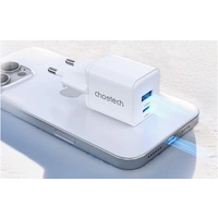 Wandladegerät Choetech PD30W Zwei Anschlüsse 1C1A (Weiß) Wandladegerät Choetech PD30W Zwei Anschlüsse 1C1A (Weiß)