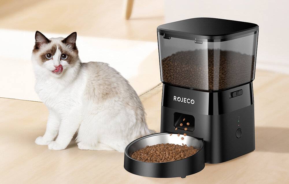 Rojeco 2L Automatischer Haustierfutterautomat WiFi Version (schwarz)