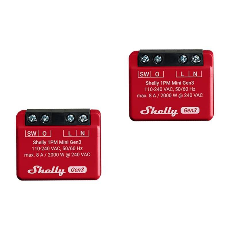 Shelly 1PM Mini Gen3 Satz mit 2 Controllern, WiFi/Bluetooth