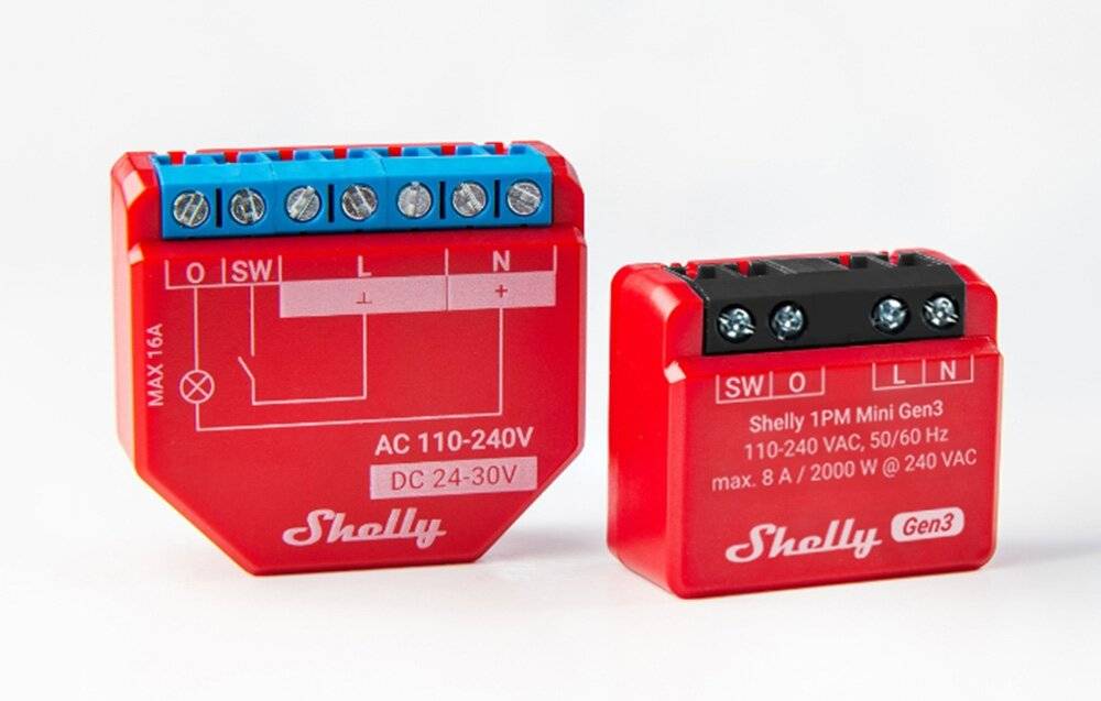 Shelly 1PM Mini Gen3 Satz mit 2 Controllern, WiFi/Bluetooth