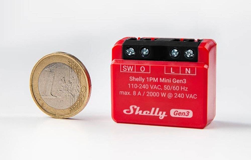 Shelly 1PM Mini Gen3 Satz mit 2 Controllern, WiFi/Bluetooth