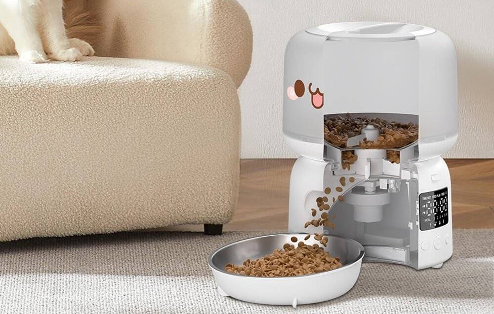 Rojeco 3L Automatischer Futterspender Knopfversion (Weiß)