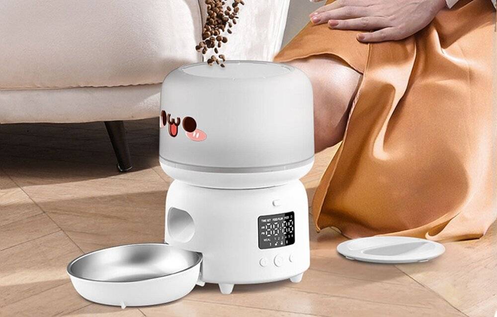 Rojeco 3L Automatischer Futterspender Knopfversion (Weiß)