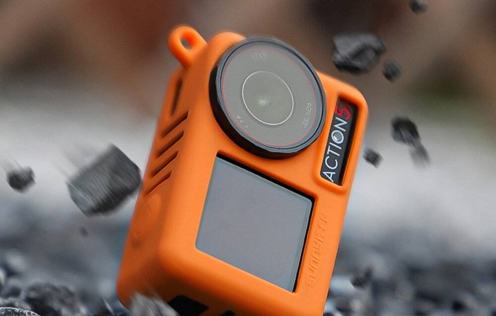 Sunnylife OA5-BHT885-C Silikonhülle mit Armband für OSMO ACTION 5 PRO (orange)