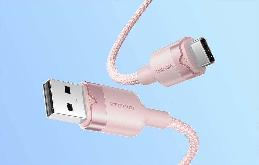 USB 2.0 A auf USB-C 3A Vention CTNPF 1M Kabel (rosa)