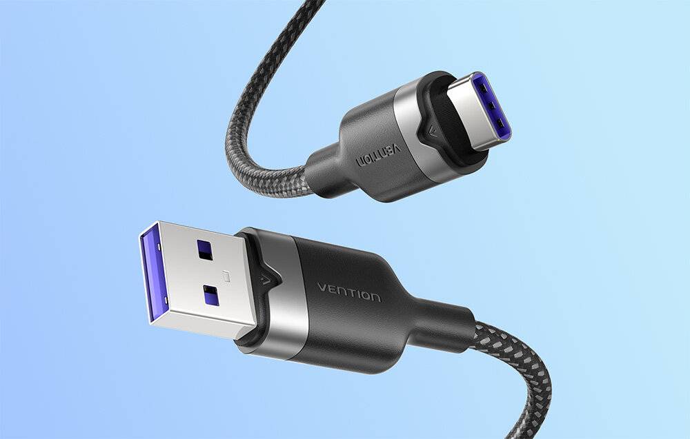 USB 2.0 A auf USB-C 6A Vention CTOBF 1M Kabel (schwarz)