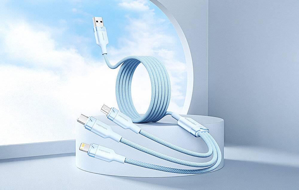 USB 2.0 A auf 3in1 3A Kabel Vention CTPLG 1.5M (blau)