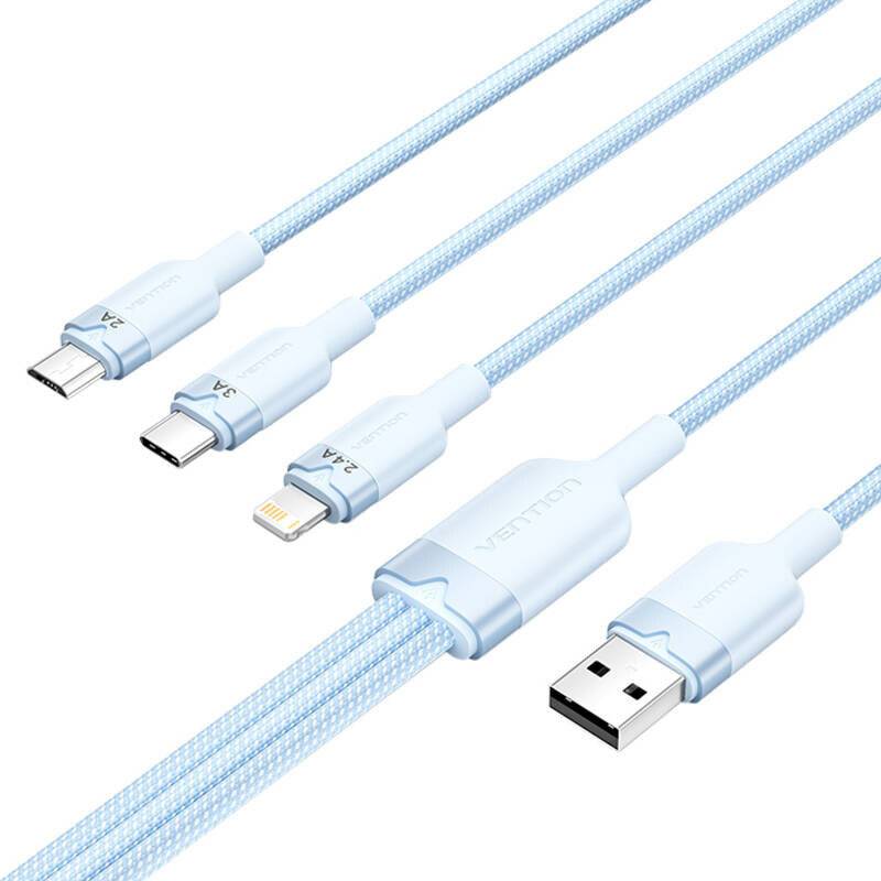 USB 2.0 A auf 3in1 3A Kabel Vention CTPLG 1.5M (blau)