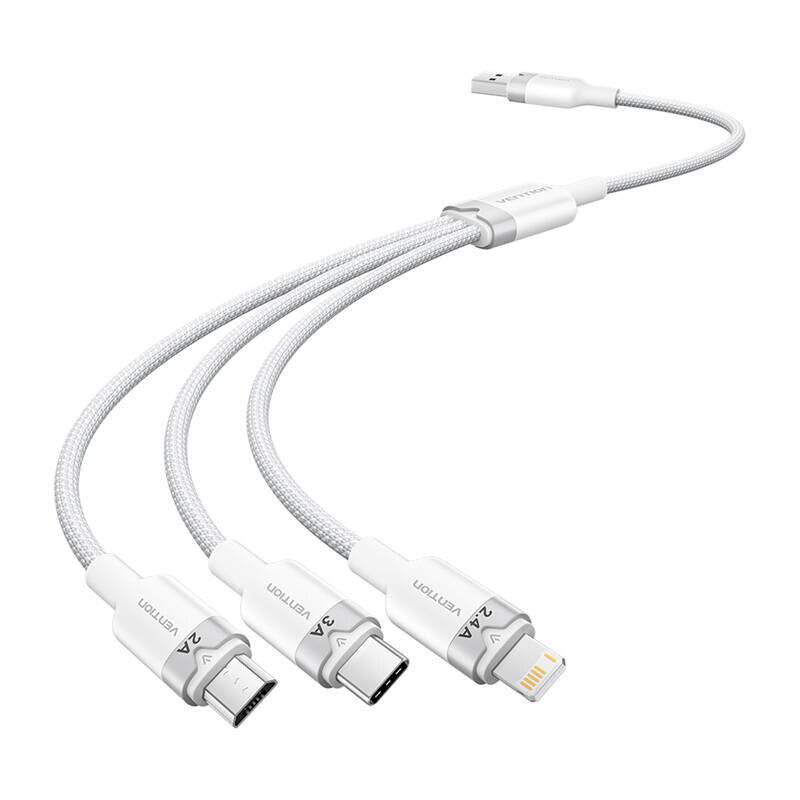 USB 2.0 A auf 3in1 3A Kabel Vention CTPWG 1.5M (weiß)