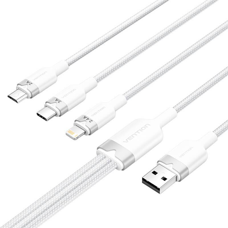 USB 2.0 A auf 3in1 3A Kabel Vention CTPWG 1.5M (weiß)