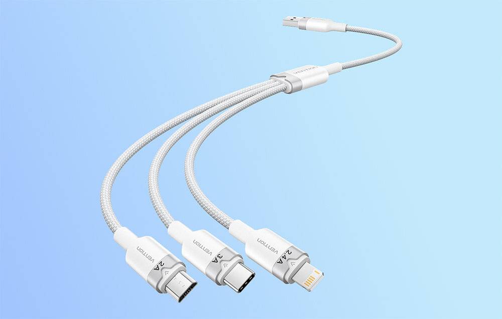 USB 2.0 A auf 3in1 3A Kabel Vention CTPWG 1.5M (weiß)