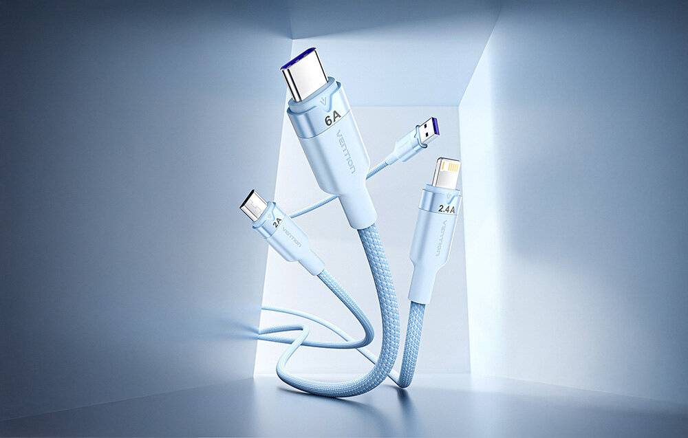 USB 2.0 A auf 3-in-1 6A Kabel Vention CTRLG 1.5M (blau)